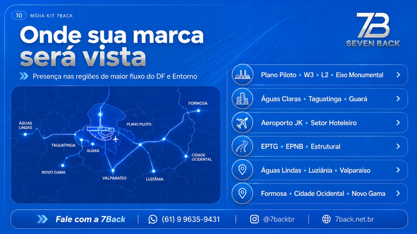 Mapa de regiões atendidas pela 7Back